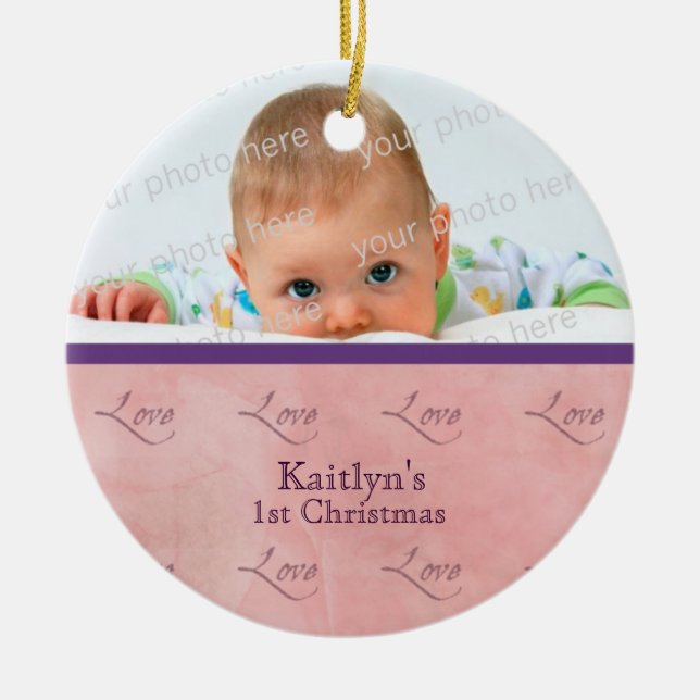Baby's First Christmas Pink Ornament (Front)