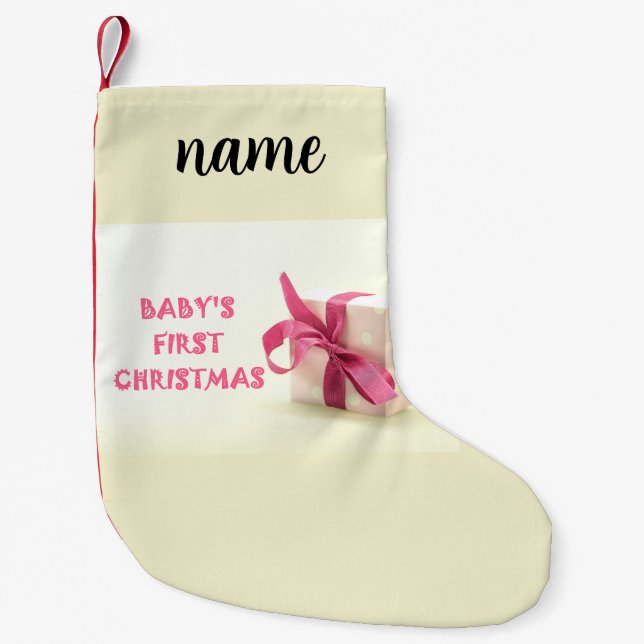 baby's first christmas pink small christmas stocking (Front)