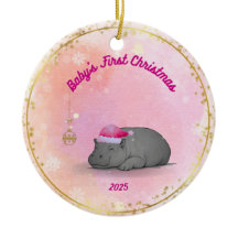 Baby's First Christmas - Porcelain Hippo Ornament
