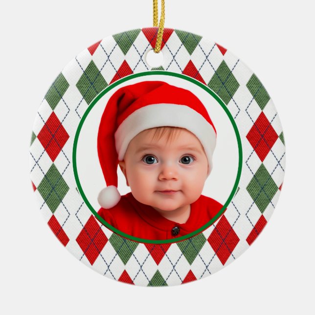 Baby's First Christmas Red Green Ornament (Front)