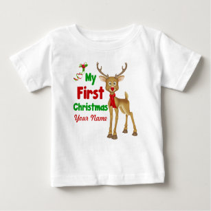 Baby's First Christmas Reindeer Baby T-Shirt