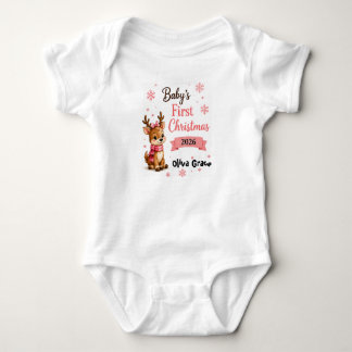 Baby's First Christmas Reindeer Personalized Bodys Baby Bodysuit