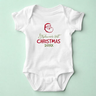 Baby's First Christmas Santa Claus Personalized  Baby Bodysuit