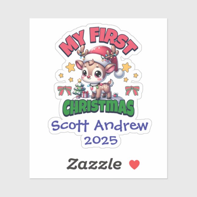 Baby's First Christmas Santa Deer Personalized (Sheet)
