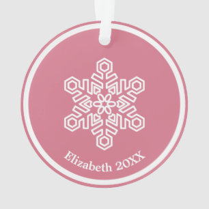 Baby's First Christmas Snowflake on Pink Ornament