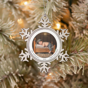 Babys First Christmas Snowflake Pewter Ornament