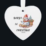 Baby's First Christmas Snowman Acrylic Ornament<br><div class="desc">Baby's First Christmas Snowman Sleigh Ornament,  Can be personalized with name of baby,  year of christmas and year.</div>