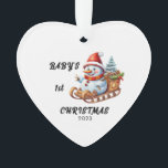 Baby's First Christmas Snowman Acrylic Ornament<br><div class="desc">Baby's First Christmas Snowman Sleigh Ornament,  Can be personalized with name of baby,  year of christmas and year.</div>