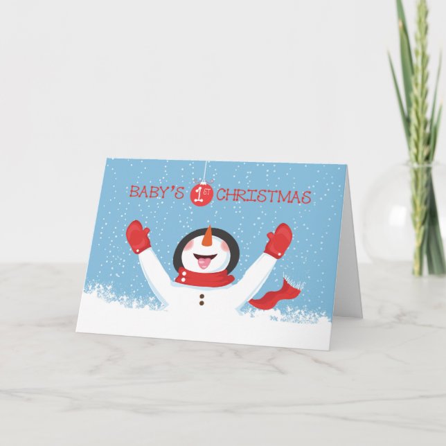 Babys First Christmas Snowman Card (Front)