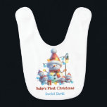 Baby's First Christmas Snowman Family Tangled Ligh Bib<br><div class="desc">Baby's First Christmas bib with design on both sides.  Get dirty on one side,  turn it over for a clean side. Personalized with baby's first and second name</div>