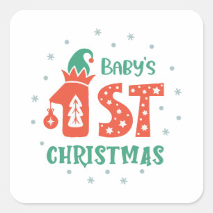 Baby's First Christmas Square Sticker
