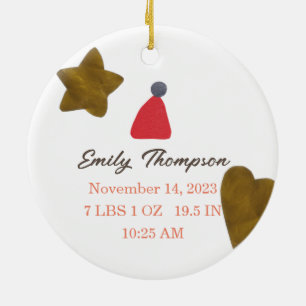 baby's first Christmas star & heart Ceramic Ornament