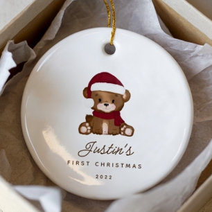 Baby's First Christmas Teddy Bear Ceramic Ornament