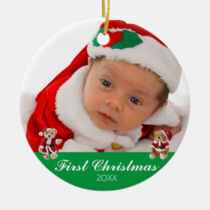 Baby's First Christmas Two Sided Personalized Ceramic Ornament