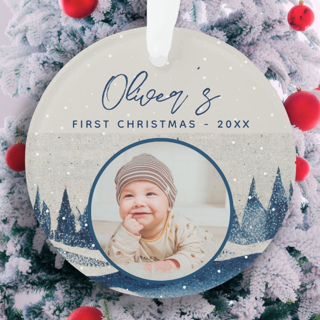 Baby's First Christmas Winter Forest Photo Ornament (Creator Uploaded)