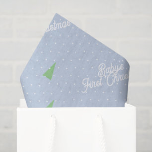Baby's First Christmas Winter Tree Blue Polka Dots Tissue Paper