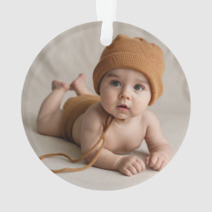 Baby's First Christmas with Birth Stats Photo   Ornament