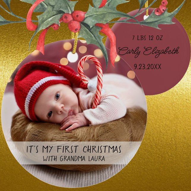 Baby's first Christmas with Grandma Ceramic Ornament (Creator Uploaded)