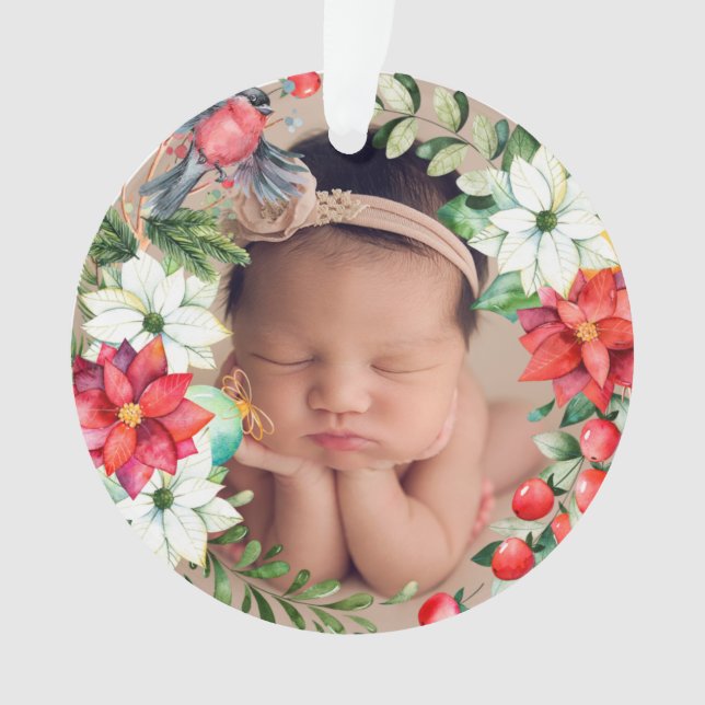 Baby's First Christmas Wreath Acrylic Ornament (Front)