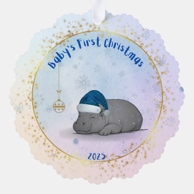 Baby's First Chritmas - Paper Ornament - Hippo (Back)