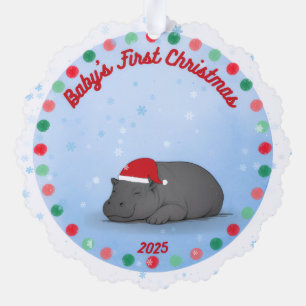 Baby's First Chritmas - Paper Ornament - Hippo