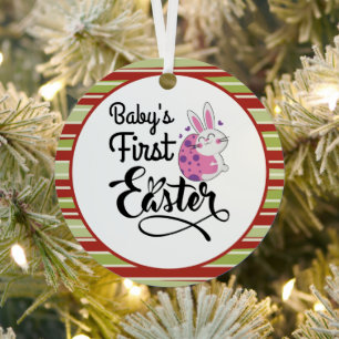 Baby's First Easter Bunny and Egg Metal Ornament