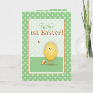 Baby's First Easter Cute Chick With Egg Holiday Card