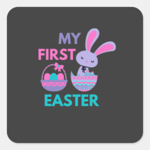 Babys First Easter Funny Rabbit  Square Sticker