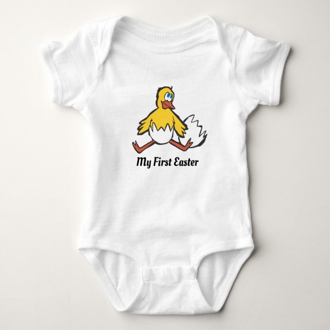 Baby's First Easter Hatched Egg and Chick Baby Bodysuit (Front)