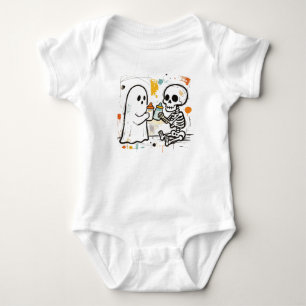 Baby's First Halloween Ghost Skeleton Baby Bodysuit