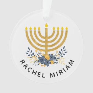 Baby's First Hanukkah   Dated Keepsake Blue & Gold Ornament