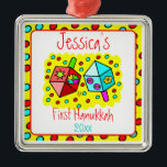 Baby's First Hanukkah Metal Ornament<br><div class="desc">Great gift for the parents of any child celebrating his or her first Hanukkah!  Customize the child's name and year of celebration.</div>