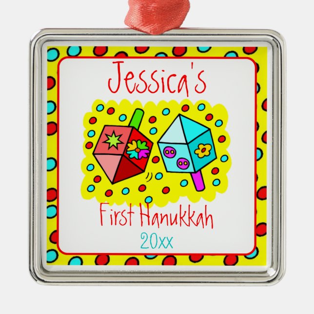 Baby's First Hanukkah Metal Ornament (Front)