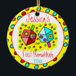 Baby's First Hanukkah - ONE-SIDED Ceramic Ornament<br><div class="desc">Great gift for the parents of any child celebrating his or her first Hanukkah!  Customize the child's name and year of celebration.</div>