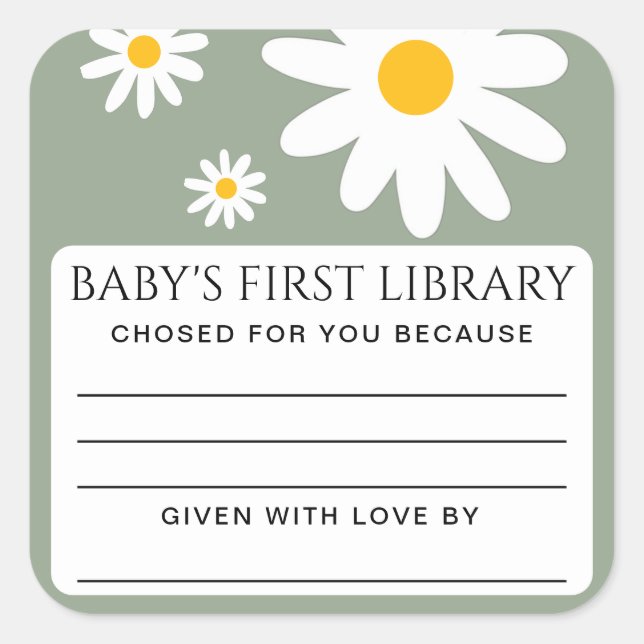Baby's first Library Baby Shower  Square Sticker (Front)