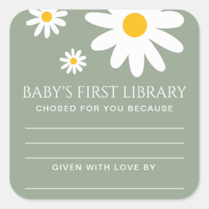 Baby's first Library Baby Shower  Square Sticker