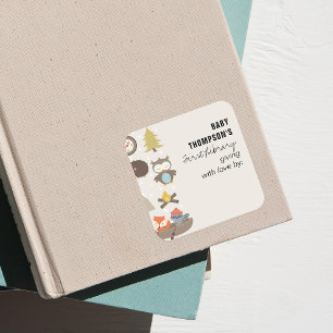 Baby's First Library Bookplate Adventure Awaits Square Sticker