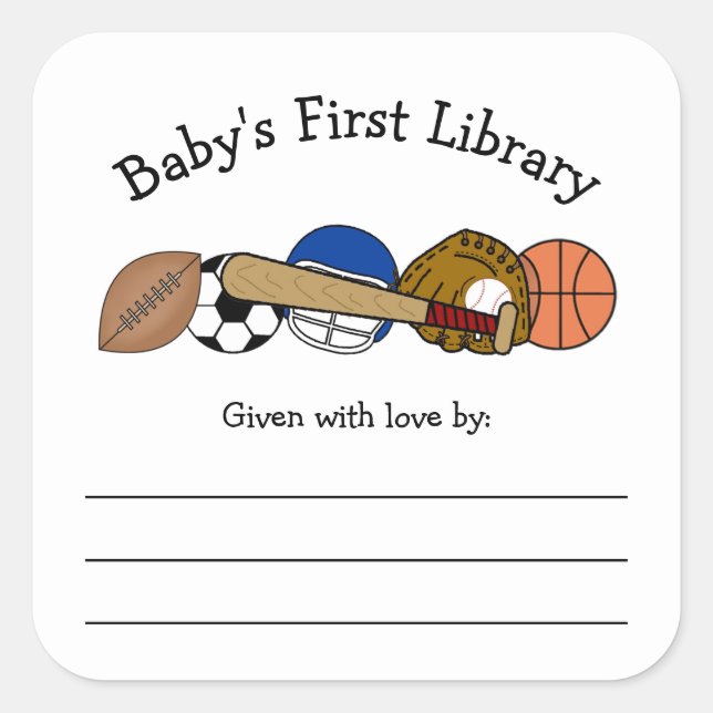Baby's First Library, boy book sticker (Front)