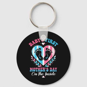 Babys First Mothers Day On The Inside Pregnant Mom Keychain