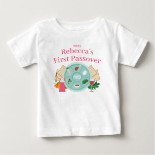 Babys First Passover Girl Name and Year Baby T-Shirt