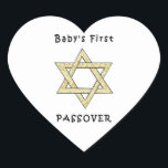 Baby's First Passover Heart Sticker<br><div class="desc">Celebrate baby's first passover with jewish star and matzoh gifts for the jewish holidays and baby apparel for the seder.</div>