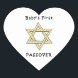 Baby's First Passover Heart Sticker<br><div class="desc">Celebrate baby's first passover with jewish star and matzoh gifts for the jewish holidays and baby apparel for the seder.</div>