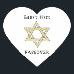 Baby's First Passover Heart Sticker<br><div class="desc">Celebrate baby's first passover with jewish star and matzoh gifts for the jewish holidays and baby apparel for the seder.</div>