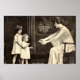 Baby's First Steps Vintage 1918 Poster