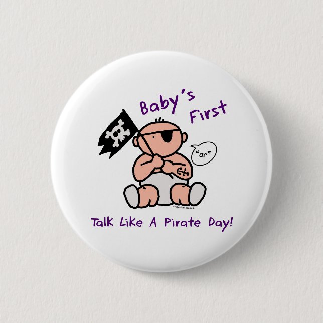 Baby's first talk like a pirate day 2 inch round button (Front)