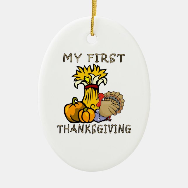 Baby's First Thanksgiving Ceramic Ornament (Front)