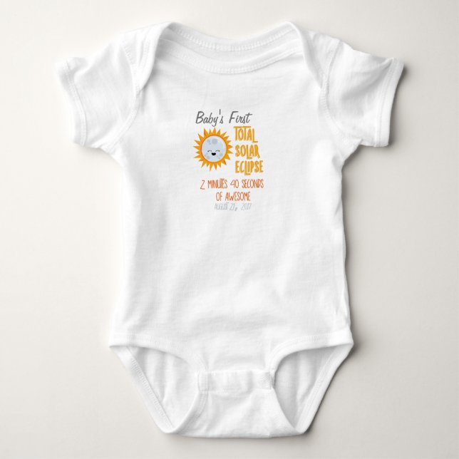 Baby's First Total Solar Eclipse Emoji Moon Baby Bodysuit (Front)