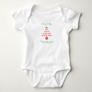 Babys First Tropical Christmas Starfish Tree Baby Bodysuit