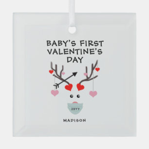 Baby's First Valentine's Day Gift Personalized Glass Ornament