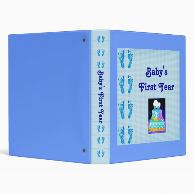 Baby's First Year - Baby Boy Footprints Binder (Background)